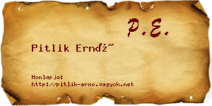 Pitlik Ernő névjegykártya